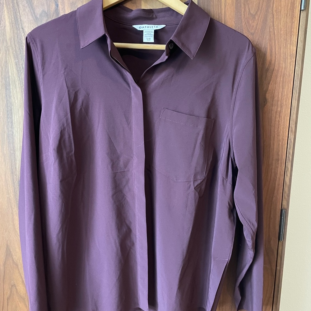 ATHLETA Plum Button-Up Shirt
